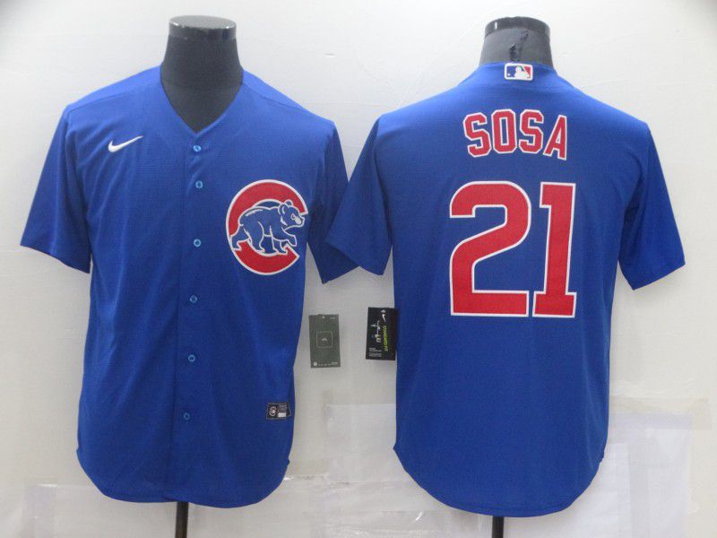 Men Chicago Cubs #21 Sosa Blue Game Nike MLB Jerseys